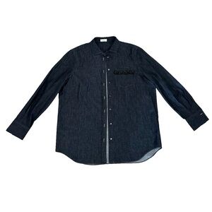 Brunello Cucinelli Women’s Blue Denim Button down Shirt with Swarovski size L